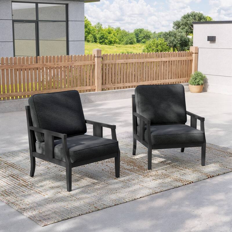 2 Set Outdoor Patio Club Chair with Cushion Patio Arm Lounge Chair