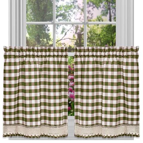Buffalo Check Gingham Kitchen Curtain Tier Pairs, 58x36 Inches - 58x36 Inches