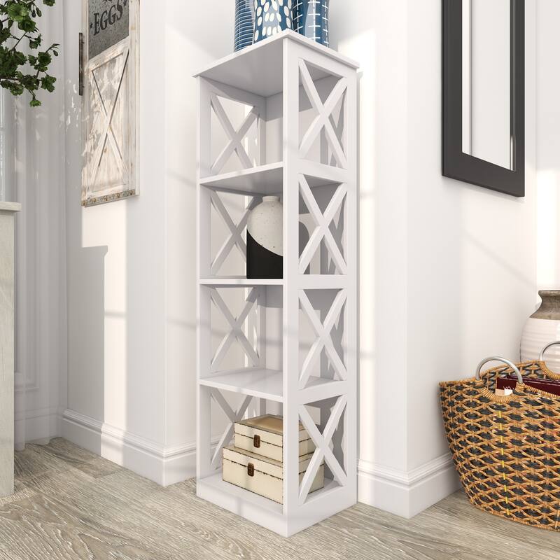 White Wooden 4 Shelves Shelving Unit