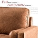 preview thumbnail 8 of 16, VIATOL Mid-Century Top-Grain SUEDE Leather Deep Seat Sofa With Cushions Wood Legs
