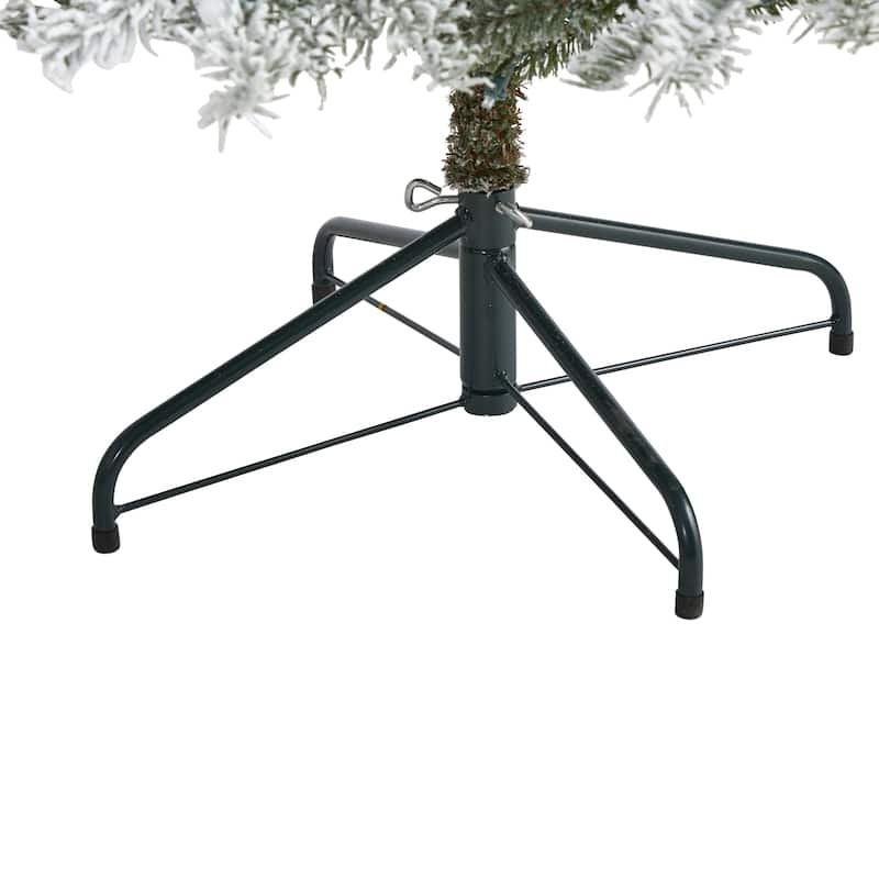 6.5’ Pre-Lit Flocked Nova Scotia Artificial Christmas Tree, Clear LED Lights - 6.5 Foot