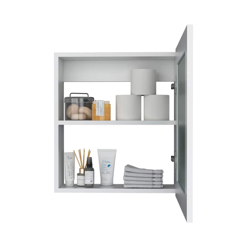 Medicine Cabinet with Mirror Door, 20.5" High Wall-Mounted Organizer with Two Interior Shelves for Bathroom