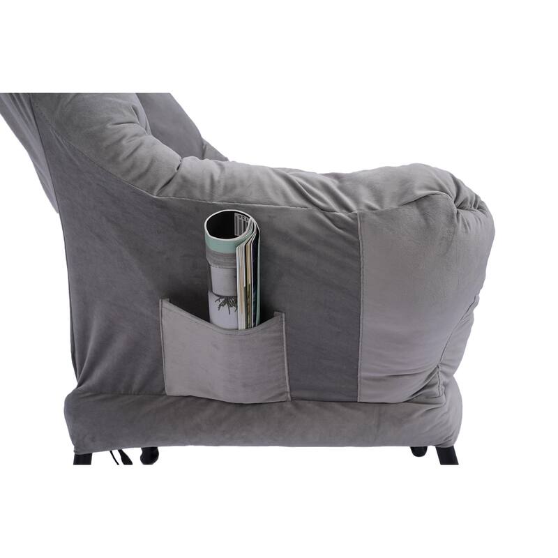 Accent Contemporary Lounge Chair, Single Steel Frame Sofa Chair with Armrests and A Side Pocket,with ottoman,with footrest