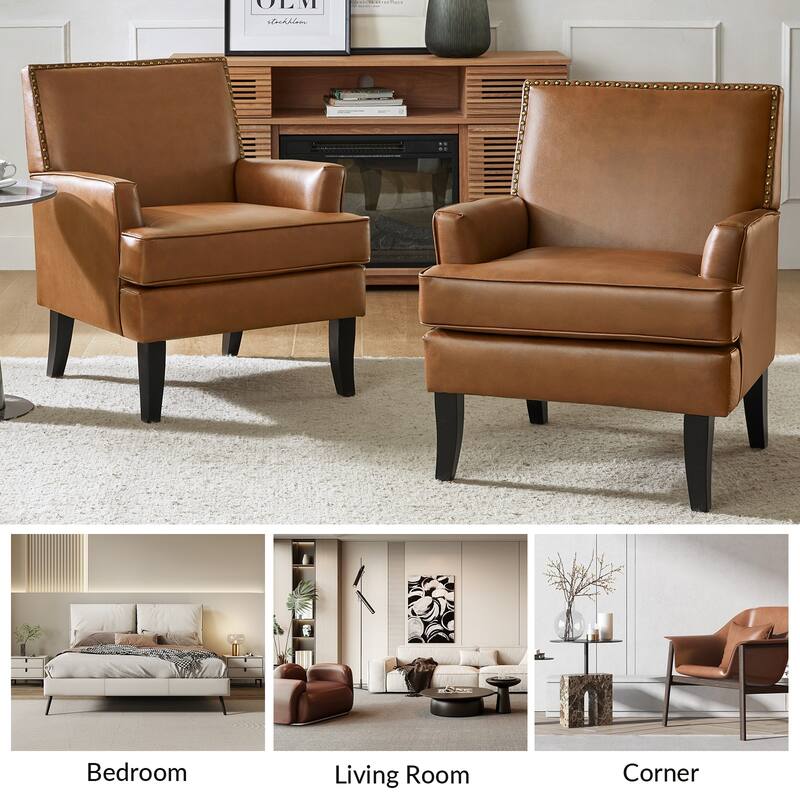 Nileus Contemporary and Classic Polyester Accent Chair with Solid Wooden Legs by HULALA HOME