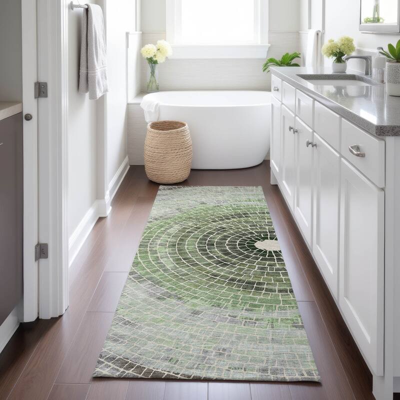 Machine Washable Indoor/ Outdoor Mosaic Rome Chantille Rug