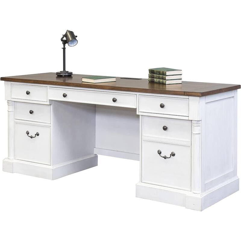 Rustic Wood Credenza, Office Desk, Writing Table, White - 70w x 30h x 24d - Weathered white finish