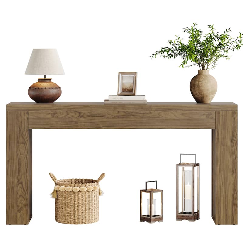 59'' Farmhouse Wood Console Sofa Accent Table for Entryway Foyer