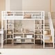 preview thumbnail 18 of 26, Full Size Metal Loft Bed with Desk, Staircase and Storage Cabinet