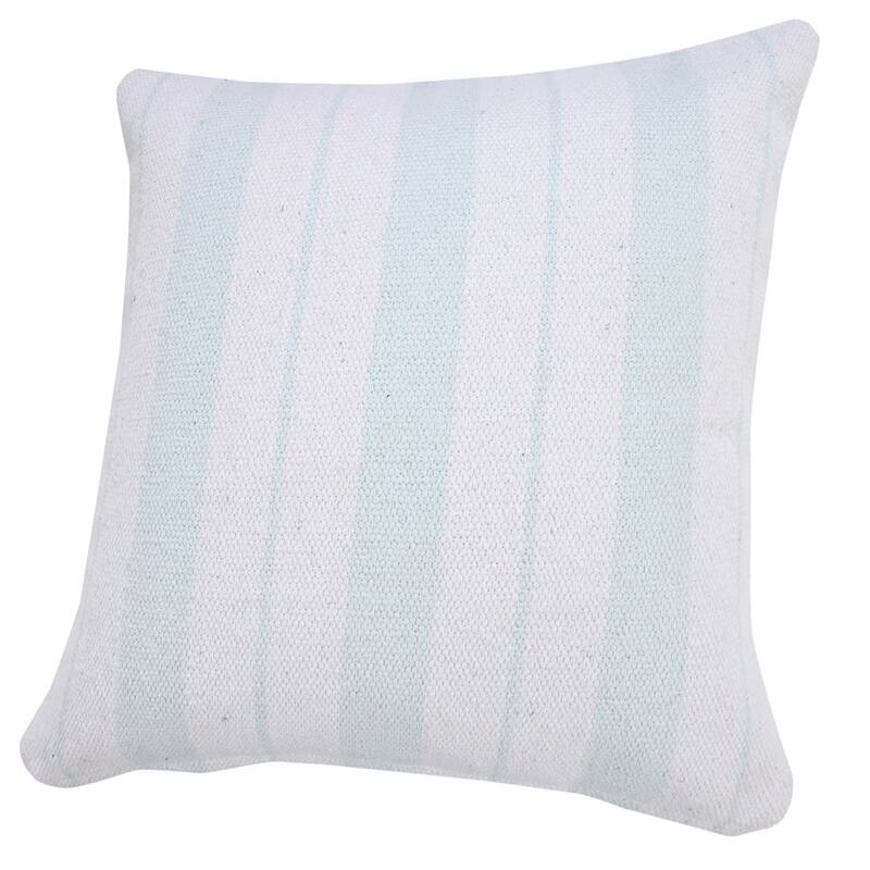 20" Blue and White Striped Pattern Square Throw Pillow