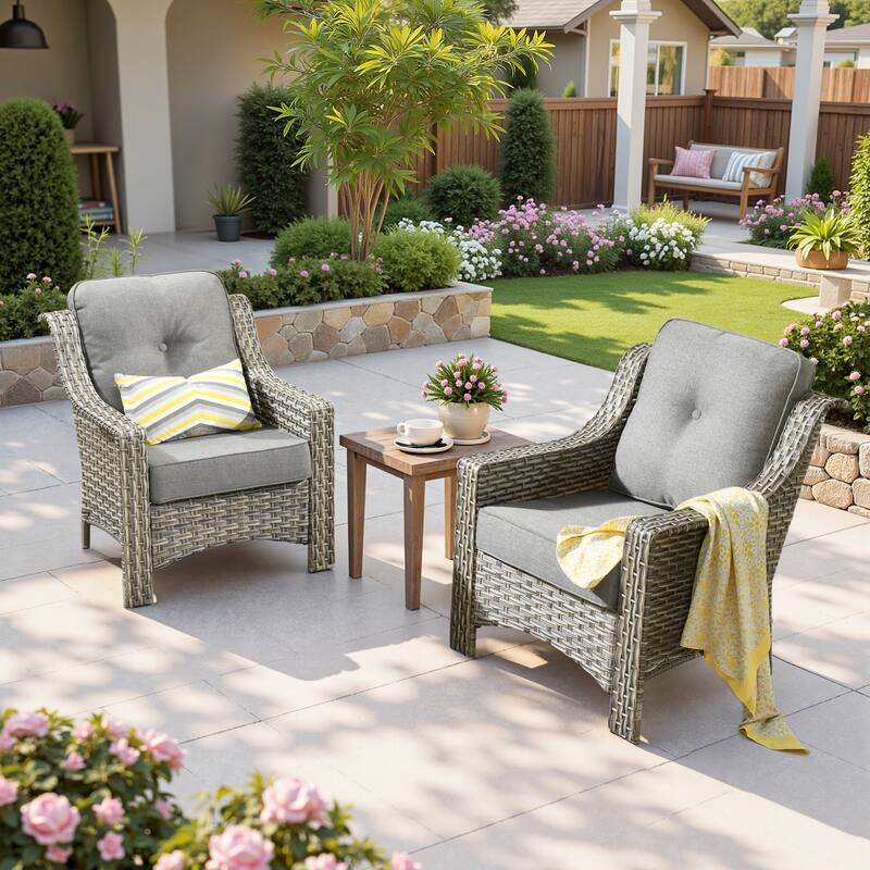 XIZZI 2-Piece Outdoor Furniture Patio Wicker Chairs Set - Dark Grey