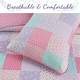 preview thumbnail 2 of 5, Cozy Line Angelina Floral Pink Patchwork Reversible Cotton Quilt Bedding Set