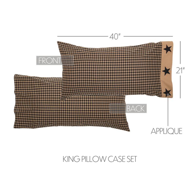 Black Check Star Pillow Case Set of 2 - King