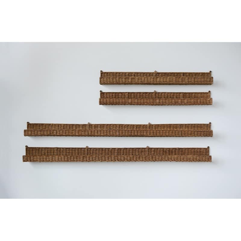 Handwoven Rattan Wall Shelf - 60.0"L x 5.0"W x 4.0"H