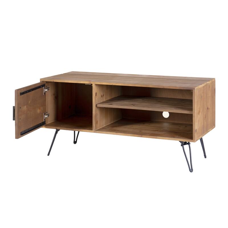 48 Inch Reclaim Wood Rectangle Farmhouse Media Console TV Stand, 1 Door