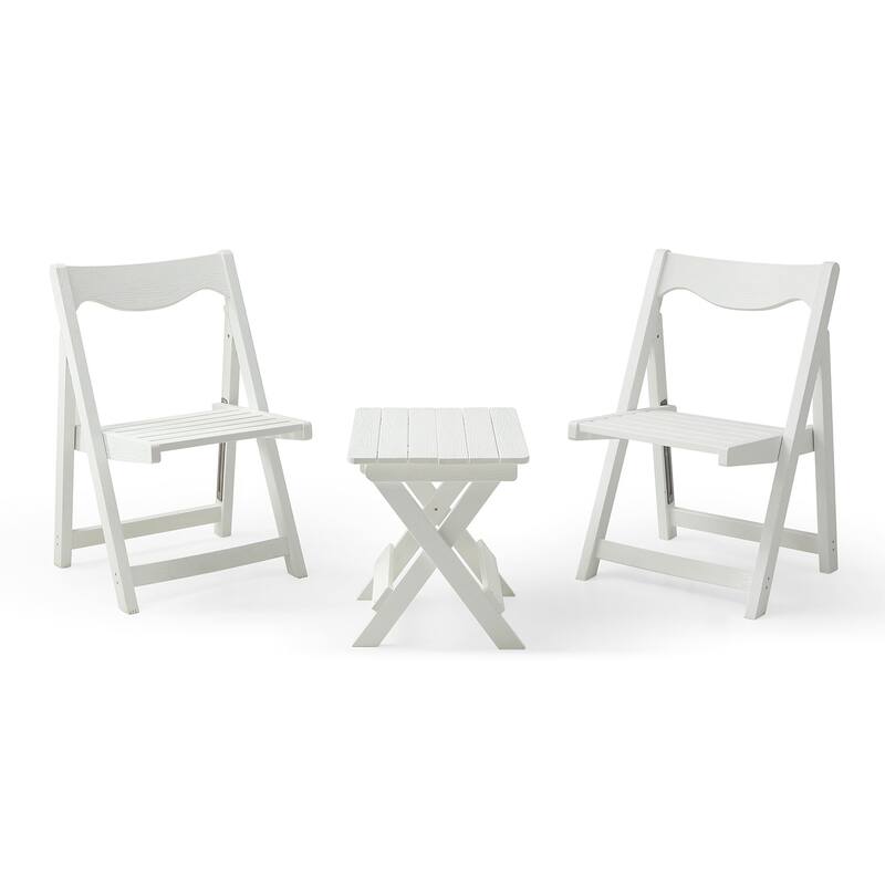 Outdoor Foldable Table Chairs Set (2 Chairs & Table), Set of 3