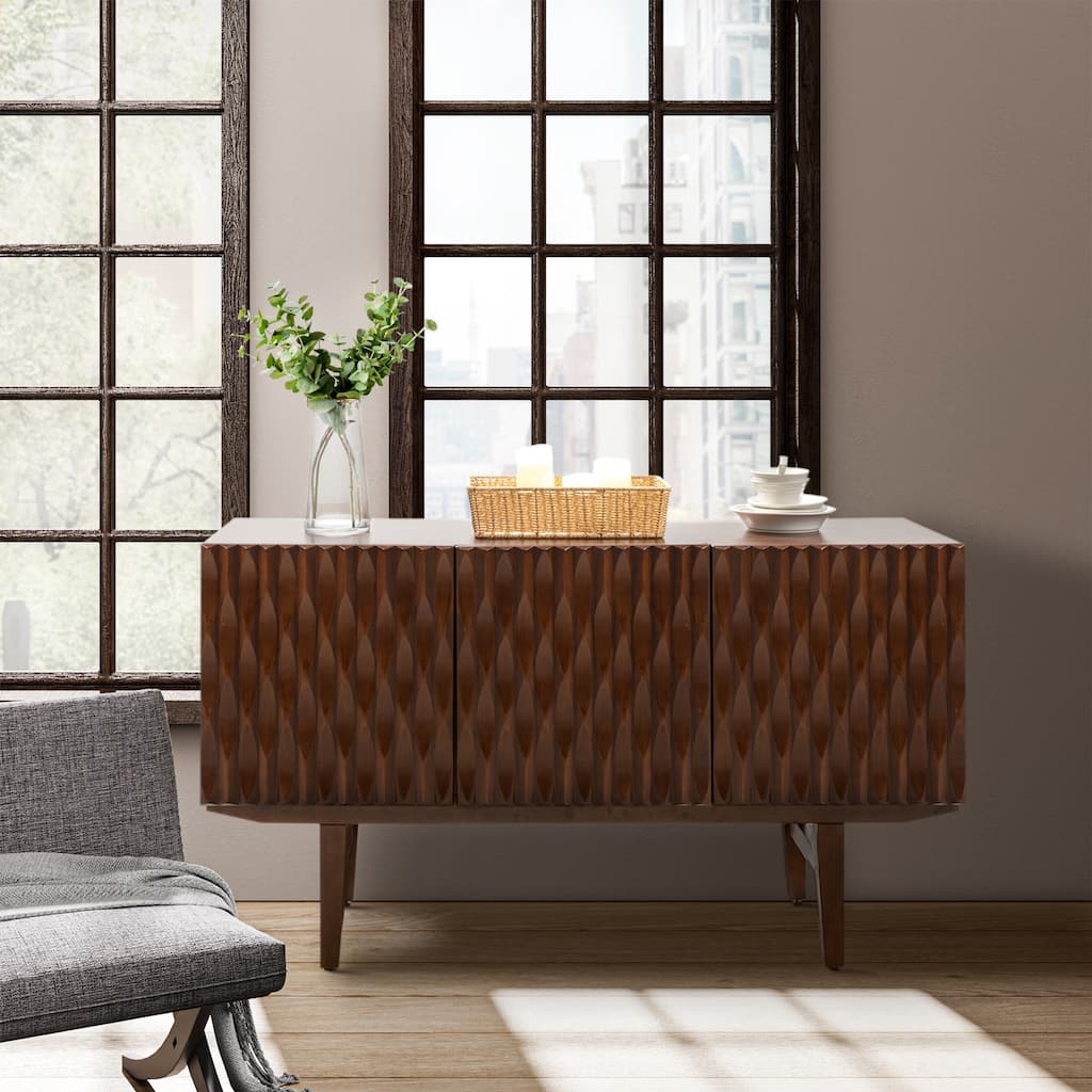 Joanna Modern Carved Geometric Patterns Sideboard By HULALAHOME