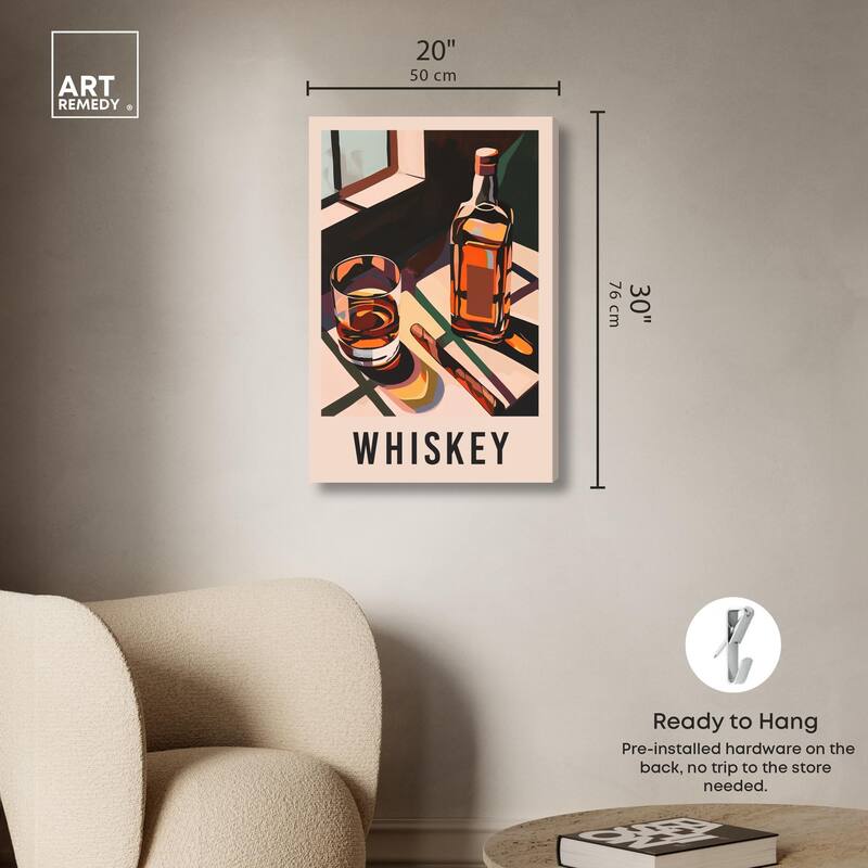 Whiskey Poster Canvas by Art Remedy, Gallery Wrapped