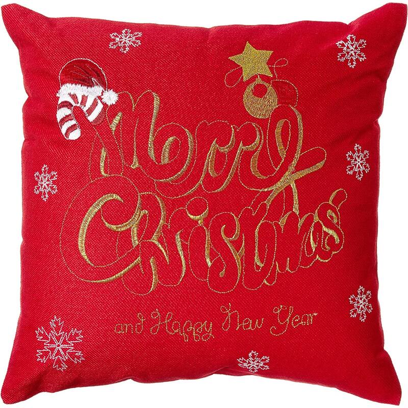 Violet Linen Seasonal Xmas Christmas Holiday Glories Pattern, 18 Inch x 18 Inch, Square, Decorative Accent Throw Pillow - Snow Flakes