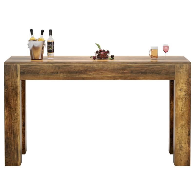 63" Wooden Counter Height Bar Table, Rectangular High Top Dining Table for Kitchen, Home Bar, Living Room