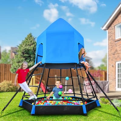 Jungle Gym with Platform and Tent, Climbing Dome Toys for Kids