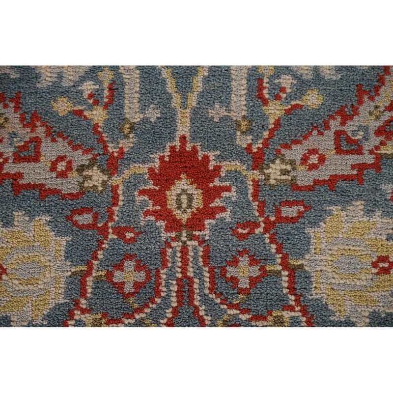 All-Over Blue Heriz Oriental Runner Rug Hand-knotted Wool Carpet - 2'6"x 11'9"