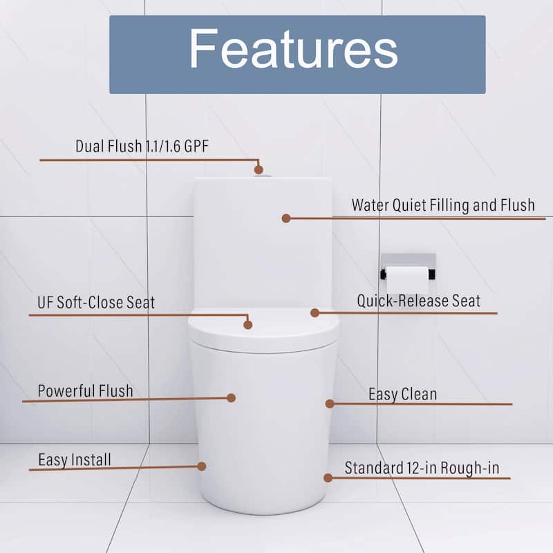 Elongated One Piece Toilet White