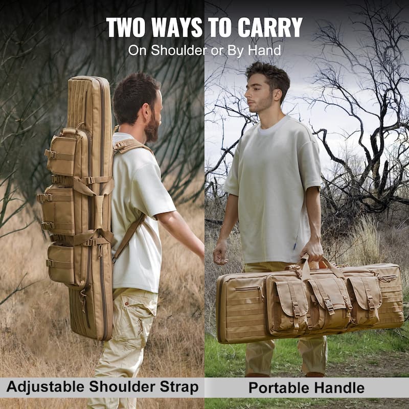 Rifle Bag, Tactical Double Long Gun Bag, Soft Rifle Case with Lockable Zipper, Portable Handle & Shoulder Strap