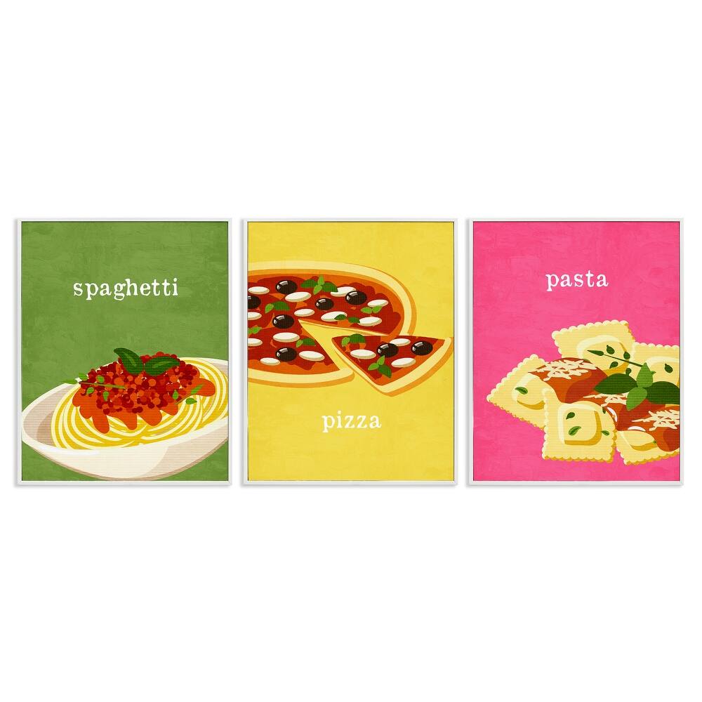 Stupell Italian Cuisine Meals Framed Giclee Art Design By Kim Allen (Set of 3)