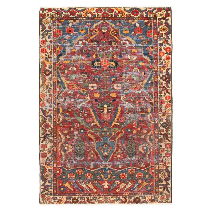 ECARPETGALLERY Hand-knotted Antalya Vintage Red Wool Rug - 4'1 x 6'2