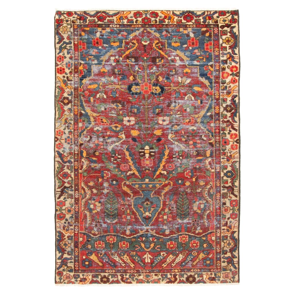 ECARPETGALLERY Hand-knotted Antalya Vintage Red Wool Rug - 4'1 x 6'2
