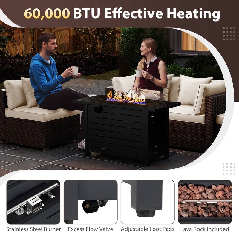 Gymax Set of 5 Patio Furniture Set Heavy-duty Frame Rattan Sofa Set w/