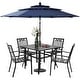 preview thumbnail 17 of 22, MAISON ARTS 10ft 3 Tiers Patio Outdoor Umbrella Matched with most Patio Table with Ventilation Auto-tilt and Crank Lift Navy Blue
