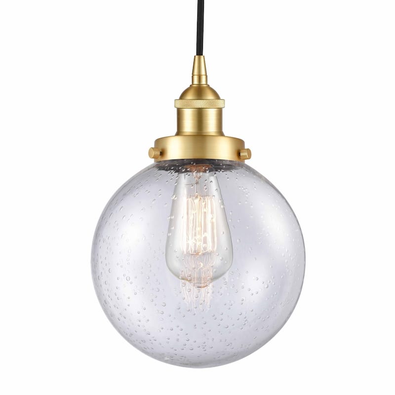 Innovations Lighting 616-1PH-12-8 Beacon Pendant Beacon 8" Wide Mini - Satin Gold / Seedy