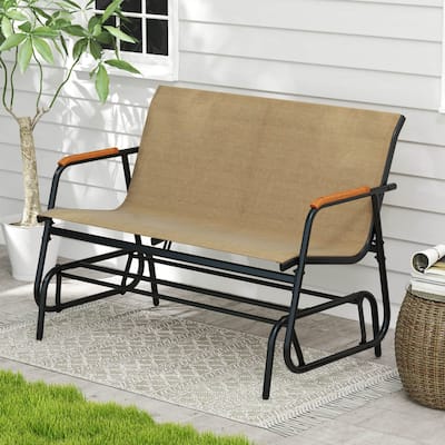 Costway Patio Glider Bench for 2 Swing Gliding Loveseat with Curved - See Details