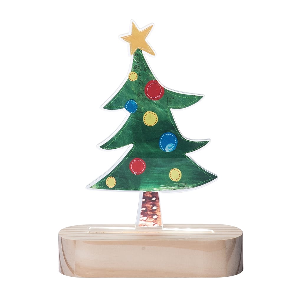 Transpac Acrylic 7.87 in. Multicolor Christmas Tree Shaped Table Sign