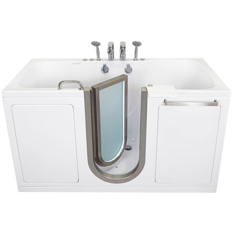Ella Escape 36"x72" Two Seat Walk in Bathtub, Air + Hydro + Independent Foot Massage, 2x 2 Piece Faucets, Dual 2" Drains - Triple Massage - Heated Seats