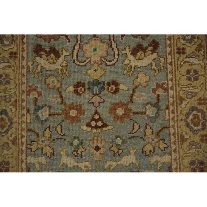 Hand Knotted Oriental 100% Wool Carpet Traditional All-Over Navy Blue & Blues Ziegler Area Rug - 3' 10'' X 2' 0''
