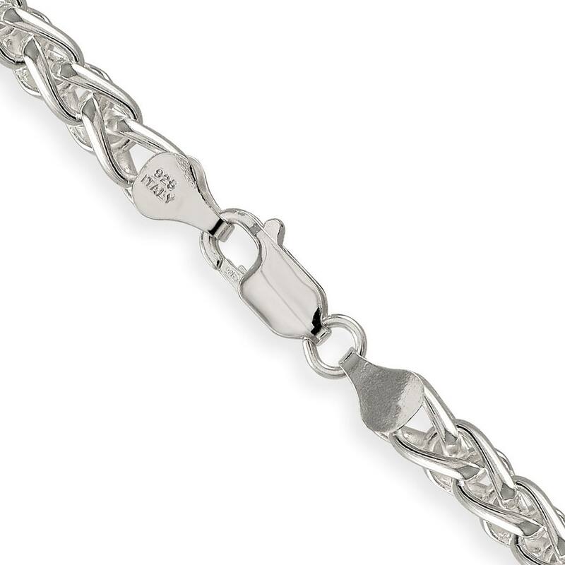 Curata 925 Sterling Silver Solid 6mm Wheat Chain Necklace for Men