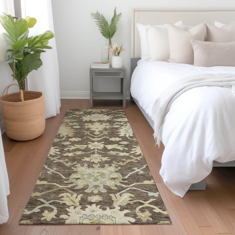 Machine Washable Indoor/ Outdoor Traditional Casual Chantille Rug - Chocolate - 2'3" x 7'6"