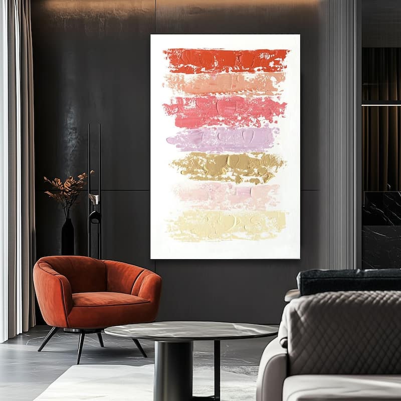 Modern Multicolor Hand-Painted 3D Oil Canvas Wall Art (47" x 31")