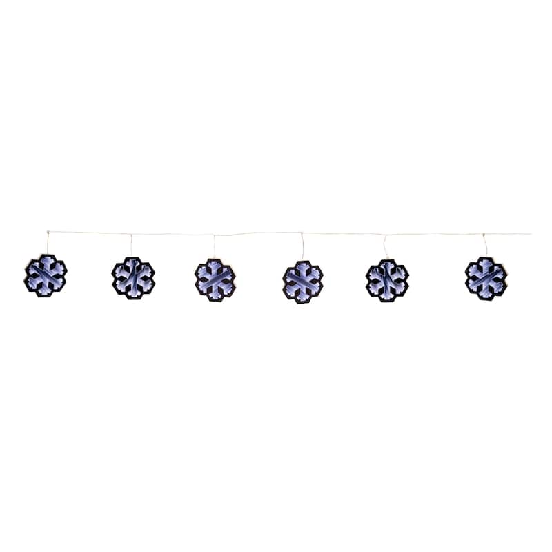 White Acrylic Snowflake Garland with Infinity Lights Festive Foam Decor - 68” x 0.5” x 6.25” (L x W x H) - White