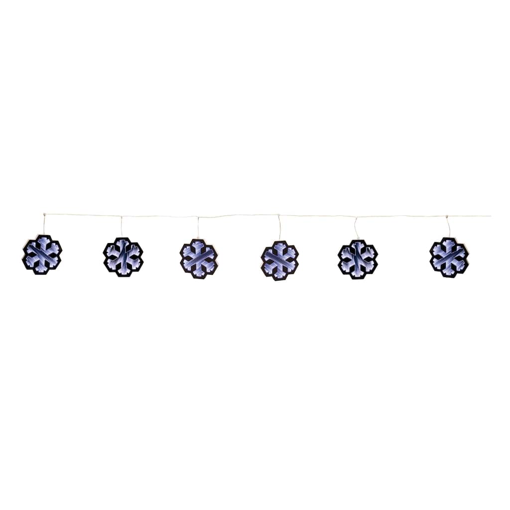 White Acrylic Snowflake Garland with Infinity Lights Festive Foam Decor - 68” x 0.5” x 6.25” (L x W x H)