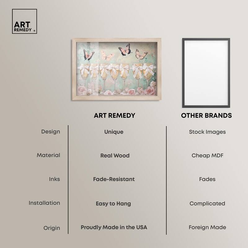 Champagne Mint and Pink Glass Shadowbox by Art Remedy