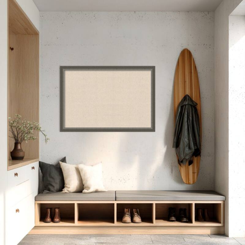 Amanti Art Framed Fabric Pinboard Natural Linen Printed Bulletin Board
