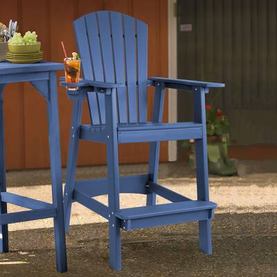 Vrakae Tall Adirondack Bar Stool Chair with Cup Holder
