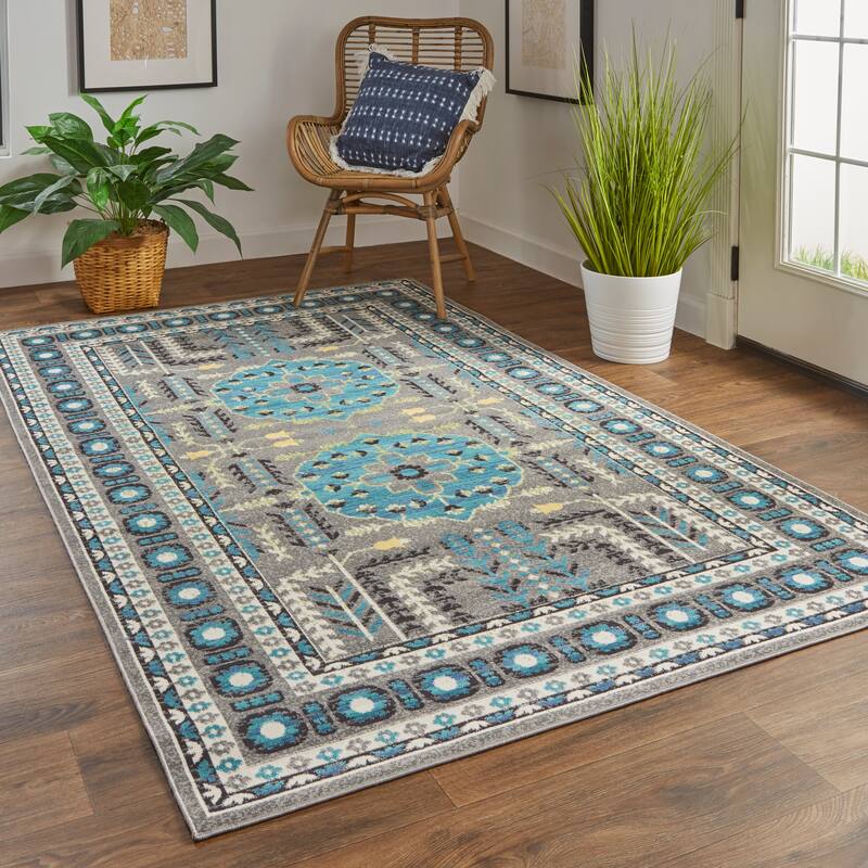 Hurst Medallion Vintage Style Transitional Kilim Area Rug