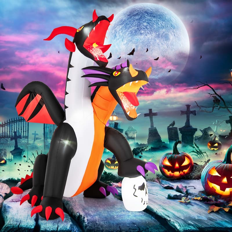 Costway 8 FT Inflatable Twin-Headed Dragon Decoration Giant Halloween - See Details