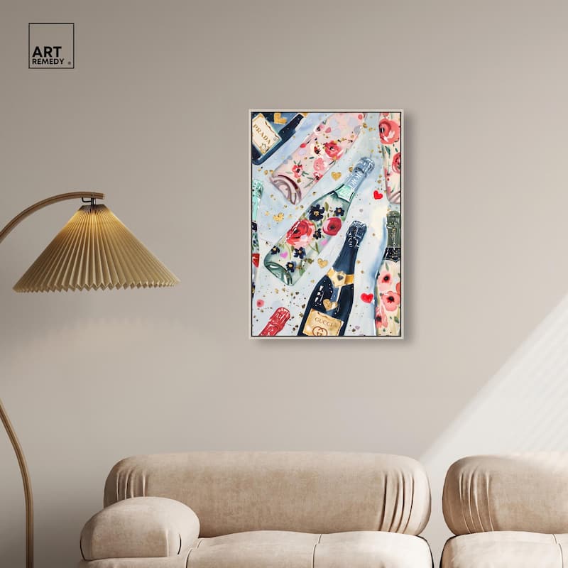 Fun Floral Champagne Canvas by Art Remedy