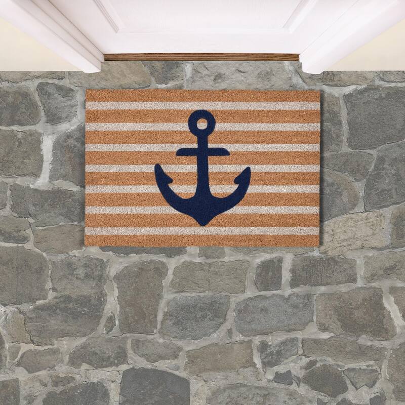 Villa by Classic Home Anchors Away 24x36 Navy and Natural Choir Doormat