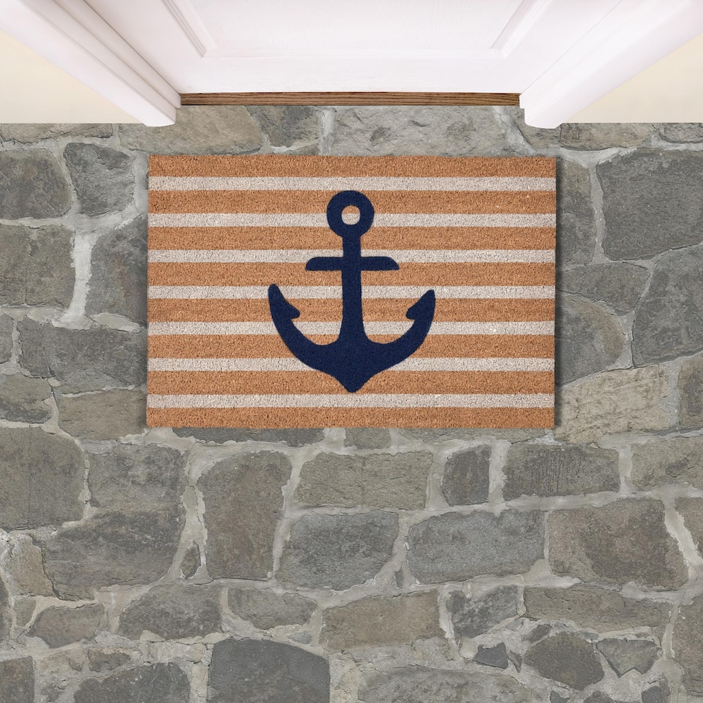 Villa by Classic Home Anchors Away 24x36 Navy and Natural Choir Doormat